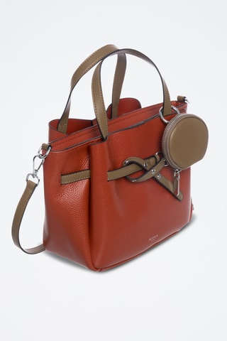 Sac à main en cuir Manchester - Marron clair et orange foncé