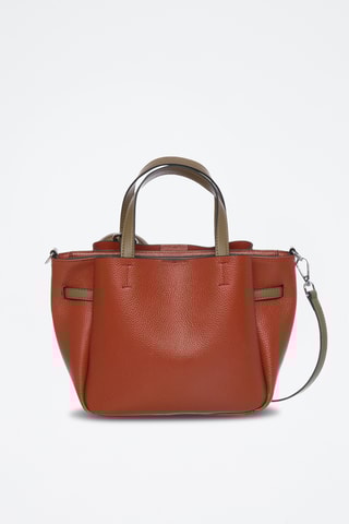 Sac à main en cuir Manchester - Marron clair et orange foncé