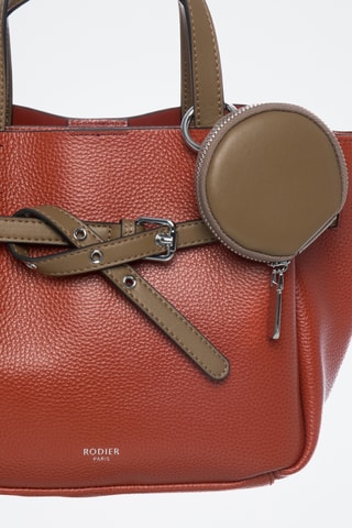 Sac à main en cuir Manchester - Marron clair et orange foncé