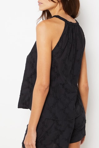 Pyjamatop met Engelse borduursels Destiny - Zwart