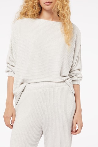 Pyjamabroek hoge taille Calinou- Gemêleerd Lichtgrijs