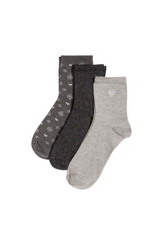 3 pares de meias Festive - Cinzento-claro mesclado - Etam