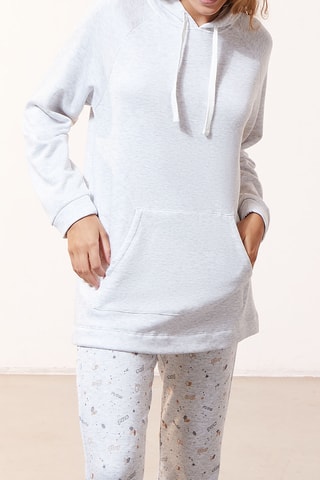 Sweater met Capuchon - Gemêleerd Grijs