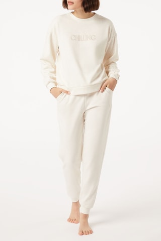 Pyjamabroek met hoge taille Cunta- Gemêleerd Beige