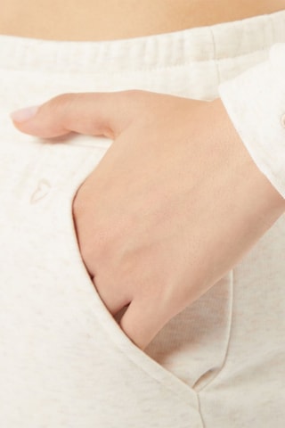 Pyjamabroek met hoge taille Cunta- Gemêleerd Beige