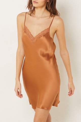 Zijden Slipdress Milky - Bruin