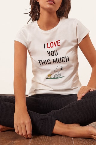 T-shirt Woodstock and Snoopy Snoopy and the Peanuts Tina Ecru