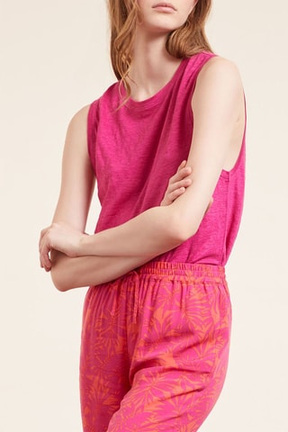 Linnen T-shirt Beny Fuchsia