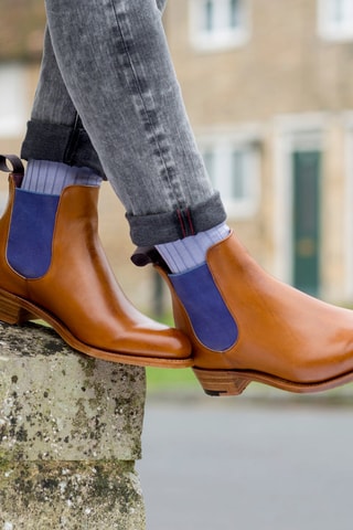 Boots Chelsea en cuir Violet - Camel