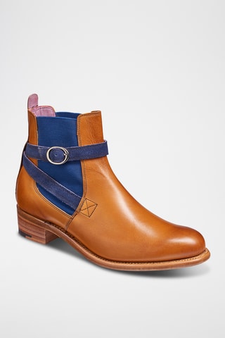 Boots Chelsea en cuir de veau Alexandra - Marron clair