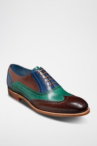 Richelieus en cuir Valiant - Marron foncé et vert foncé 