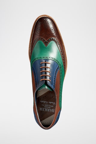 Richelieus en cuir Valiant - Marron foncé et vert foncé 