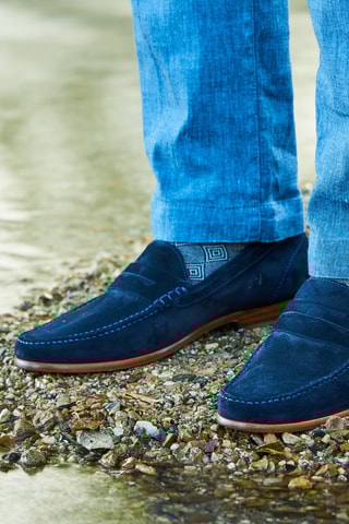 Mocassins en nubuck William - Bleu marine