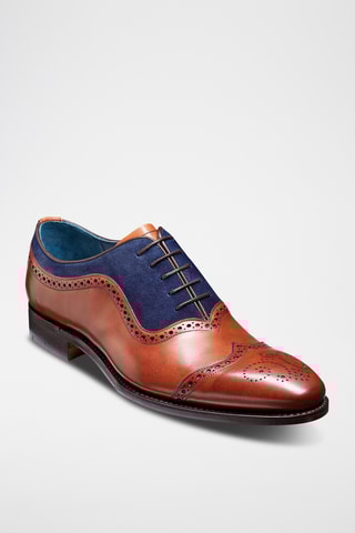 Richelieus en cuir Nicholas - Rouge brique et bleu marine
