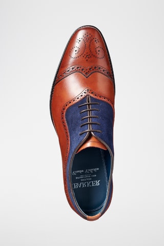 Richelieus en cuir Nicholas - Rouge brique et bleu marine