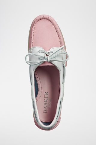 Chaussures bateau en cuir de veau Cleo - Rose et blanc