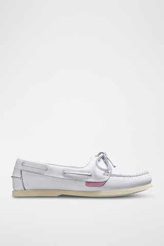 Chaussures bateau en cuir de veau Cleo - Blanc