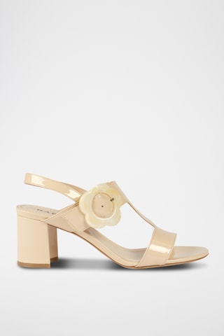 Sandales à talons en cuir verni Sandolo 407 - Ecru