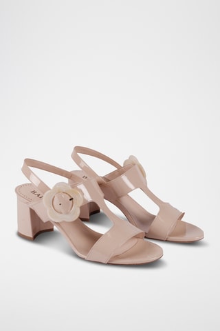Sandales à talons en cuir verni Sandolo 407 - Ecru
