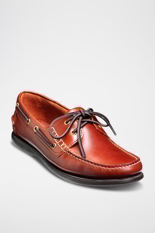 Chaussures bateau en cuir verni Wallis - Marron foncé