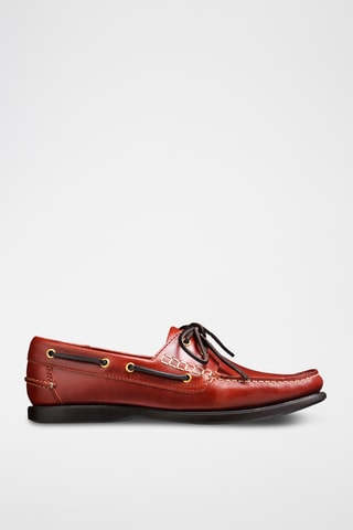 Chaussures bateau en cuir verni Wallis - Marron foncé