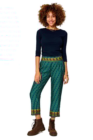 Pantalon droit 7/8 Vert et beige