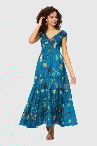 Robe volantée - Bleu pétrole