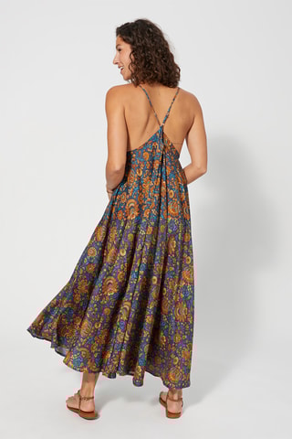 Robe longue - Bleu et orange