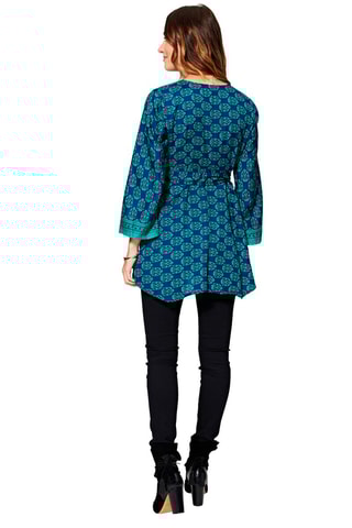 Tunique fleurie Bleu marine et turquoise