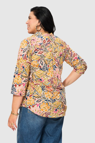 Blouse - Ecru et moutarde
