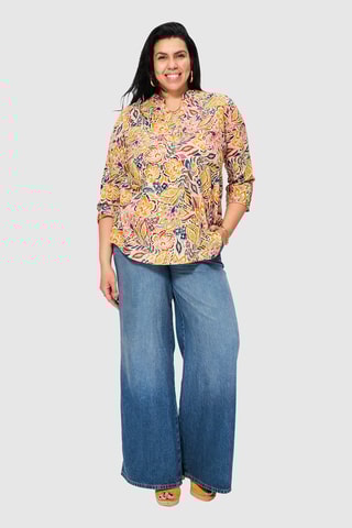 Blouse - Ecru et moutarde