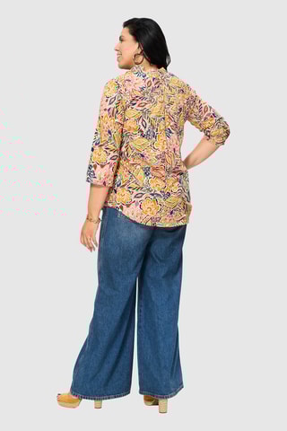 Blouse - Ecru et moutarde