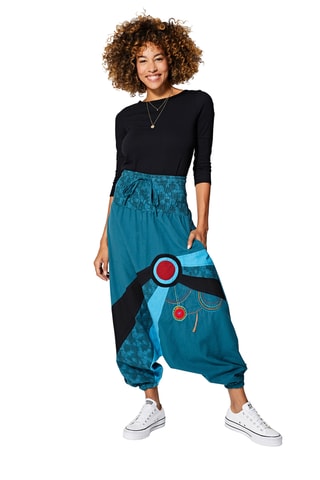 Sarouel taille haute - Bleu canard