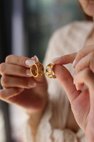 Brincos banhados a ouro fino amarelo - Zircão