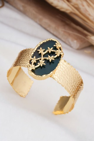 Pulseira rígida - Banhado a ouro amarelo e ágata