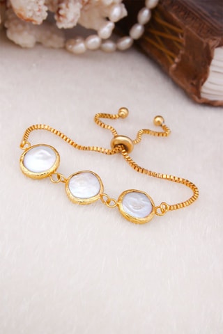 Pulseira folheada a ouro fino amarelo - Pérolas de cultura