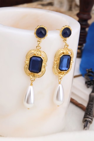 Brincos - Dourado e azul