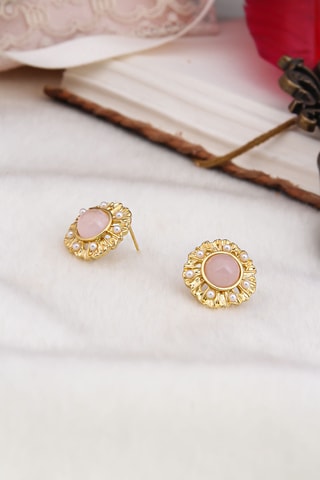 Brincos - Quartzo rosa e pérolas de cultura