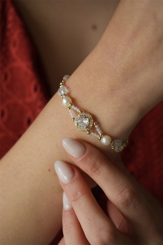 Pulseira - Banhado a ouro amarelo, pérolas de cultura e zircões