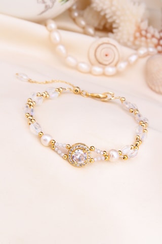 Pulseira - Banhado a ouro amarelo, pérolas de cultura e zircões