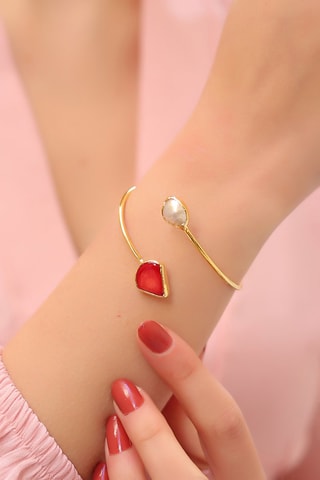 Pulseira rígida Bronze e pérola de cultura