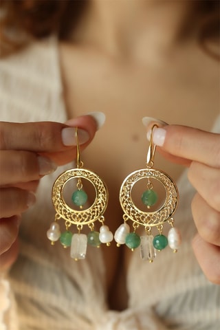 Brincos - Quartzo e pérolas de cultura