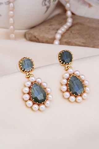 Brincos - Labradorites e pérolas de cultura 