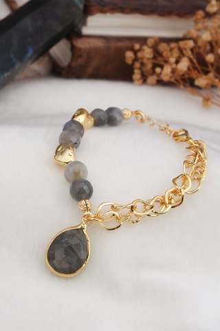 Pulseira - Banhado a ouro amarelo e labradorites