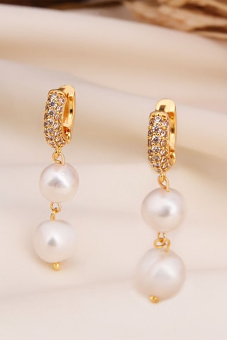 Boucles d’oreilles - Doré et blanc