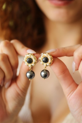 Brincos - Banhado a ouro amarelo e labradorites