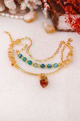 Pulseira banhada a ouro amarelo Citrina