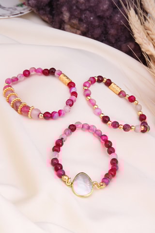 Pulseira - Madrepérola, ágatas e pérola de cultura