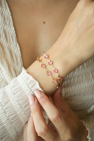 Pulseira corrente dupla - Rosa