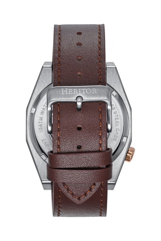 Montre automatique en cuir Amadeus - Heritor Automatic - Marron - Silver/Rose Gold